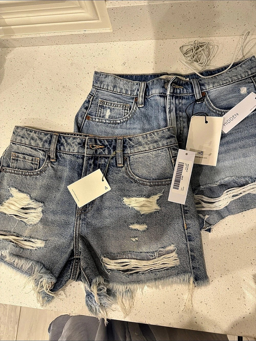 Two Pairs! Hidden Distressed Denim Jean Shorts in Blue Size Small NWT